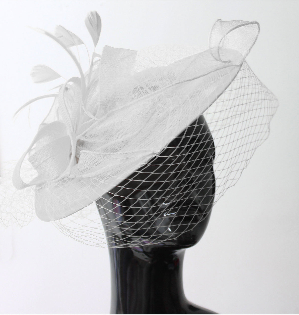 Caprilite Big Saucer Sinamay Birdcage Veil Fascinator On Headband Wedding Derby Ascot Races Ladies Hat