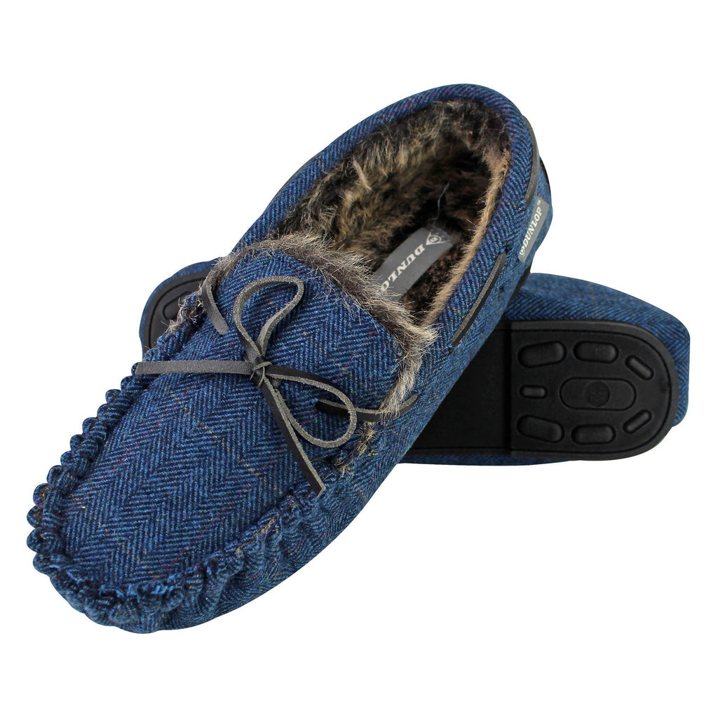 Mens Moccasin Slippers with Memory Foam