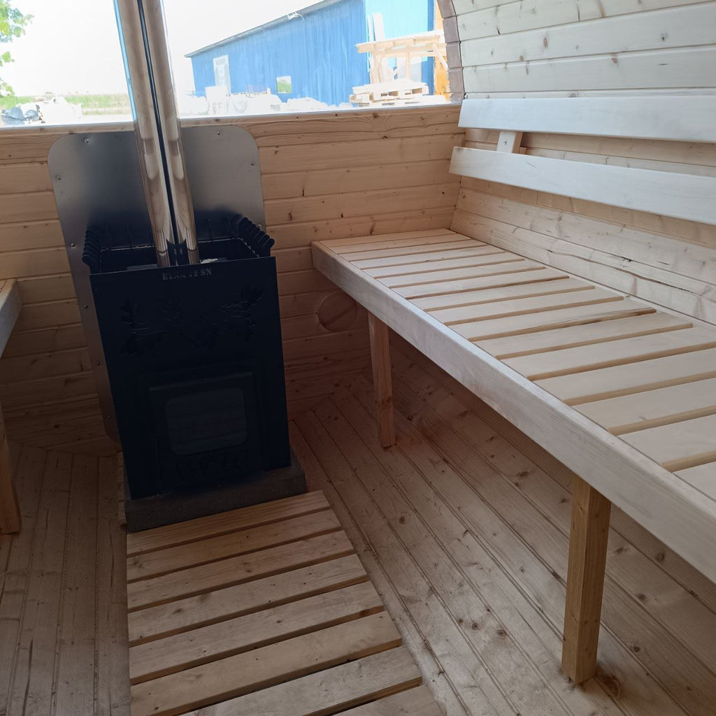 Steam & Oak Gas Barrel Sauna 3m with Anteroom (Electric or Wood-Fired)