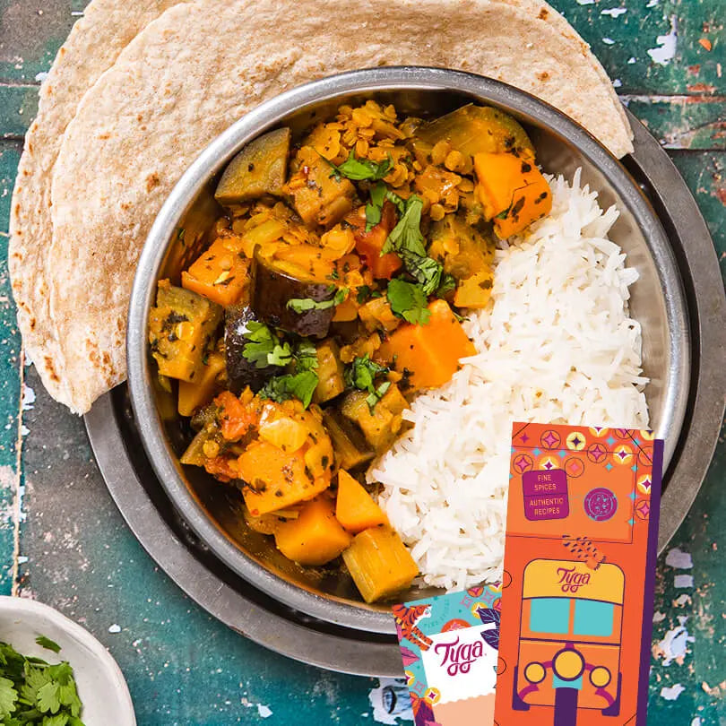Aubergine & Butternut Squash Dhansak Recipe Kit