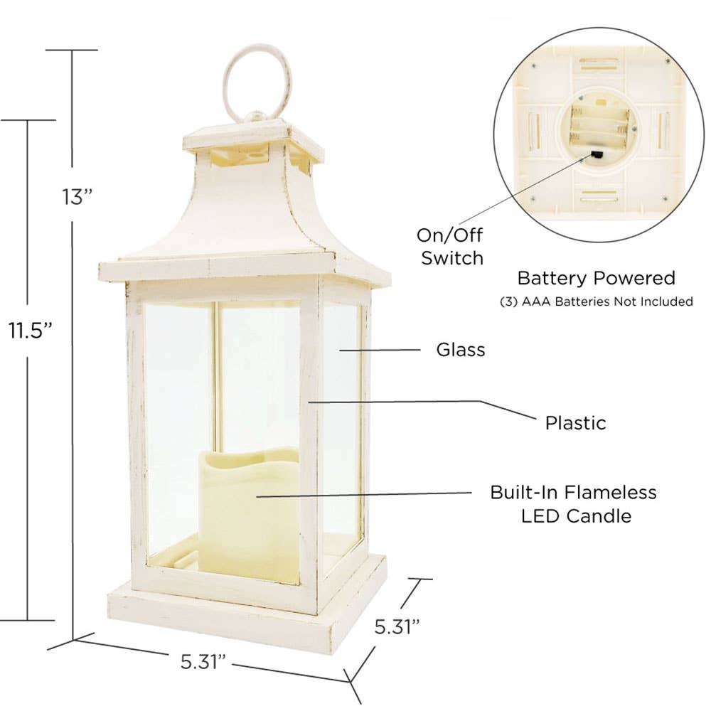LED Vintage Decorative Ivory Lantern Hampton