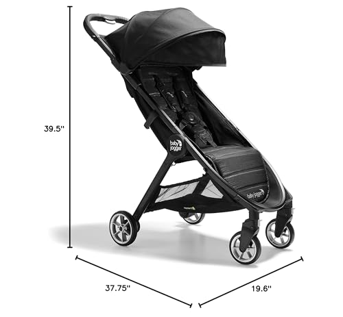Baby Jogger City Tour 2 Ultra-Compact Travel Stroller – Pitch Black, 14 lb, Easy Fold, Carry-On Approved
