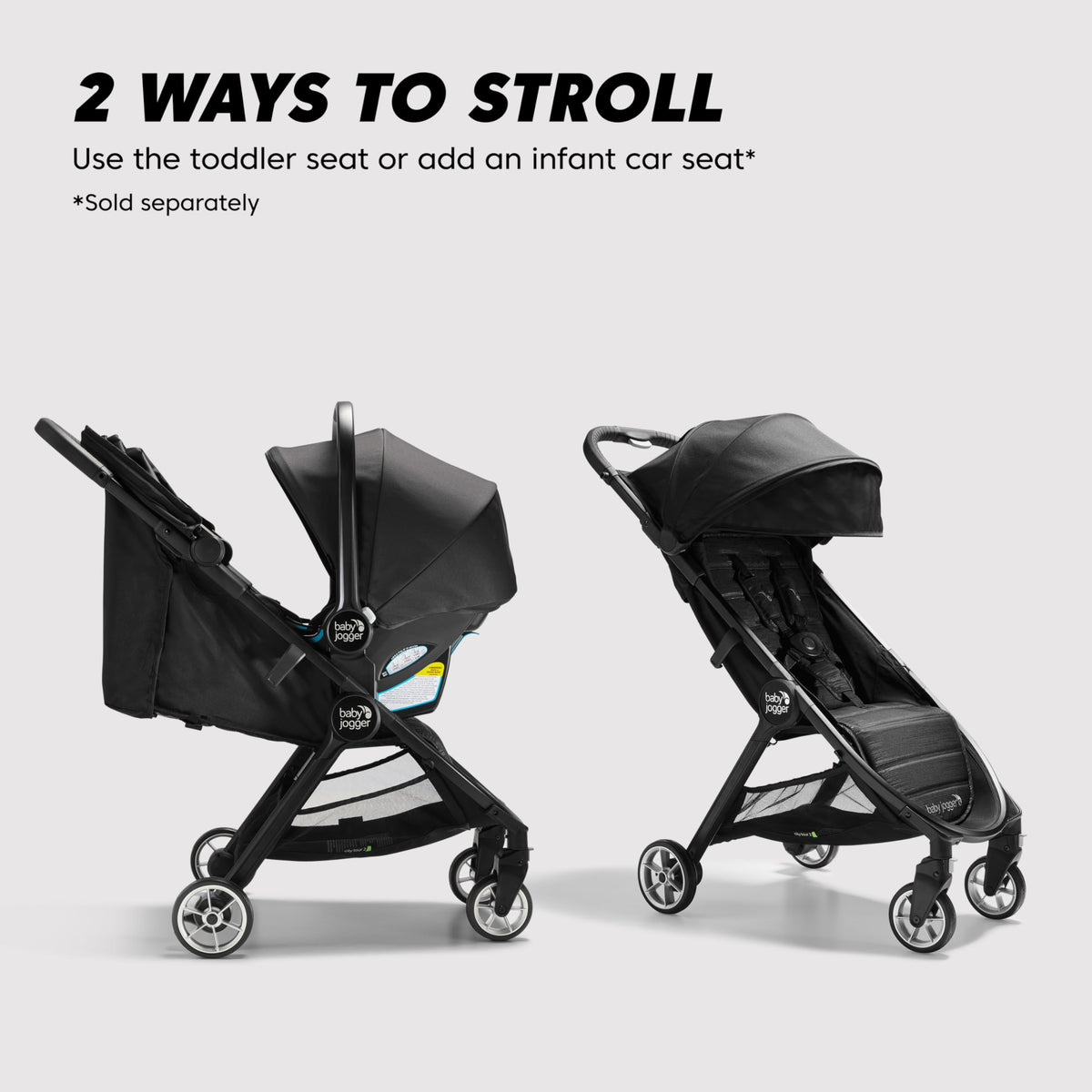 Baby Jogger City Tour 2 Ultra-Compact Travel Stroller – Pitch Black, 14 lb, Easy Fold, Carry-On Approved