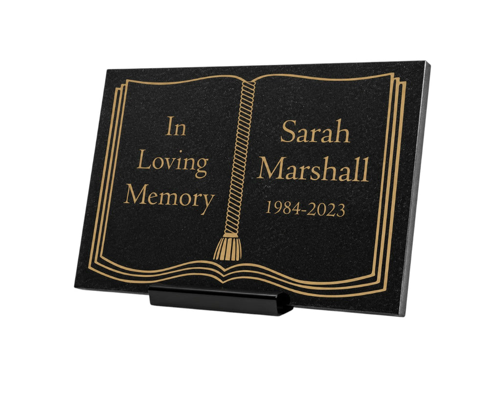 Granite Memorial Plaque, Book/Bible Design, Personalised Engraved Tribute