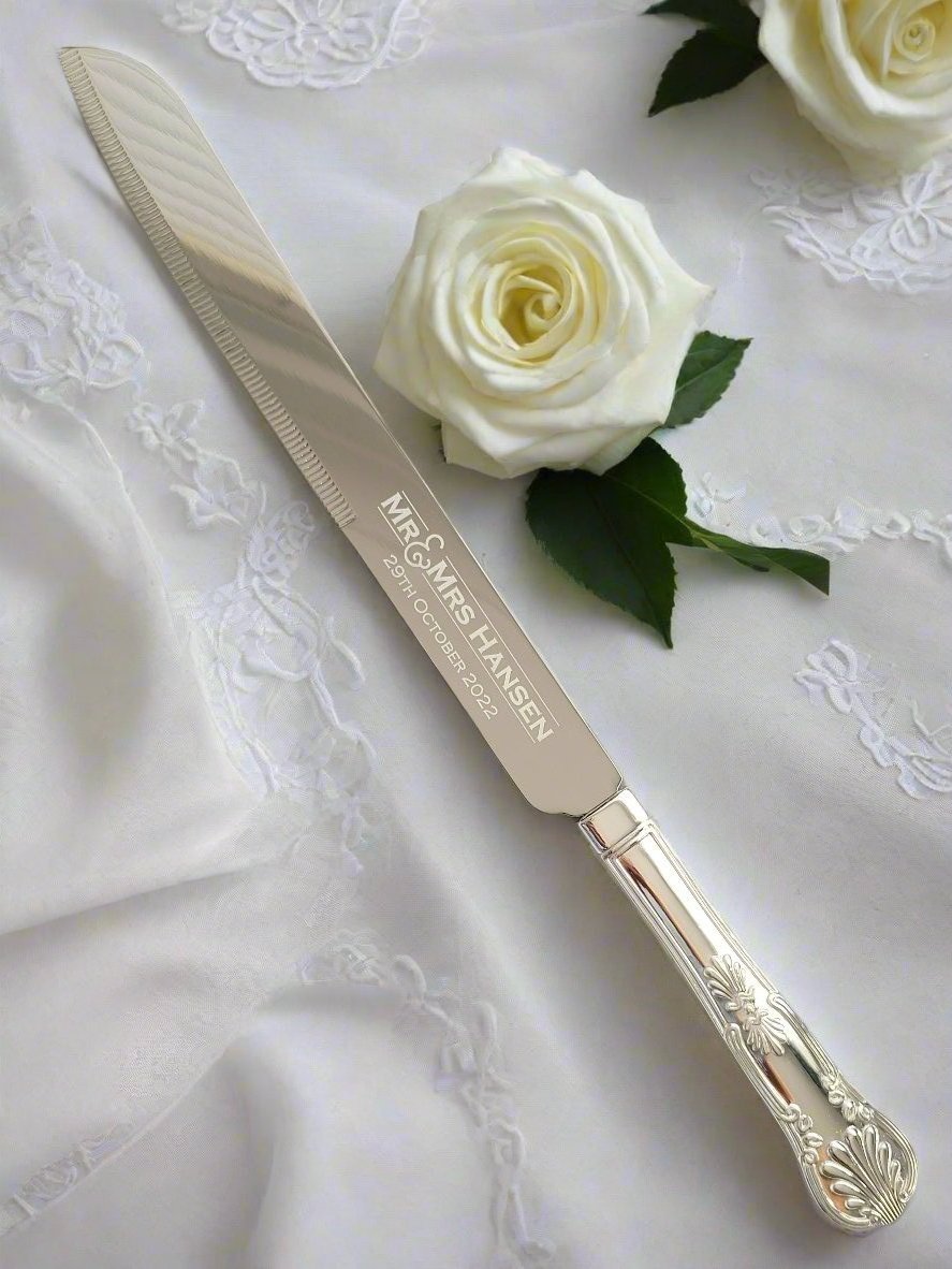 Personalised Wedding Cake Knife – Engraved Stainless Steel Gift