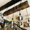 Crafted Oak Beam Chandelier | Rustic Wrapped Cable Kitchen & Dining Lighting UK