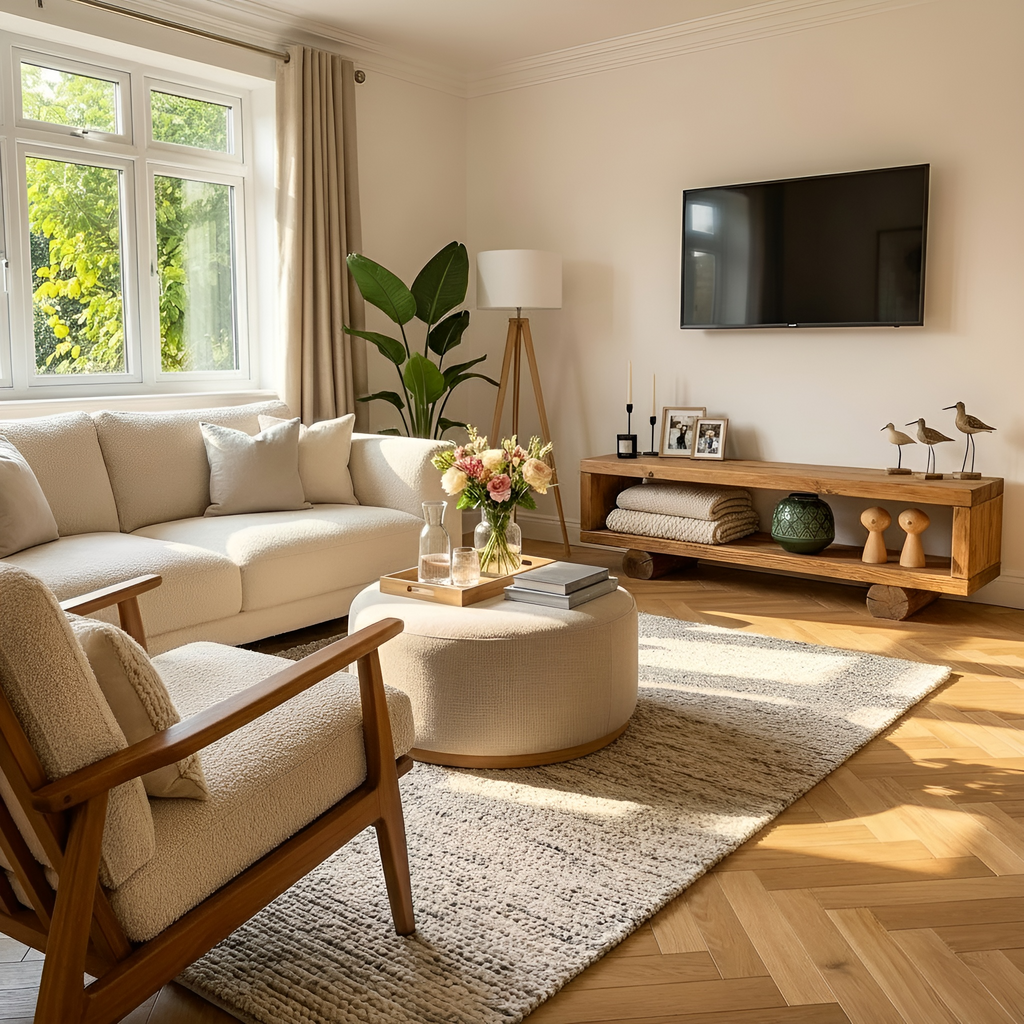 Handmade Rustic Solid Wood TV Unit: Timber Media Console