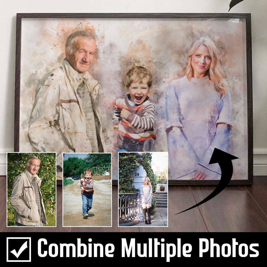 Fathers Day Personalised Watercolour Portrait