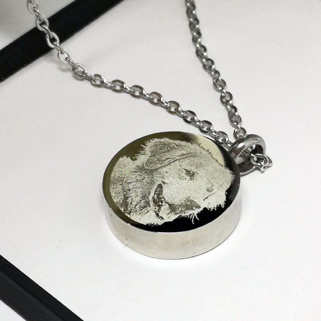 Personalised Cremation Ashes Necklace – Photo Engraved Stainless Steel Urn Pendant