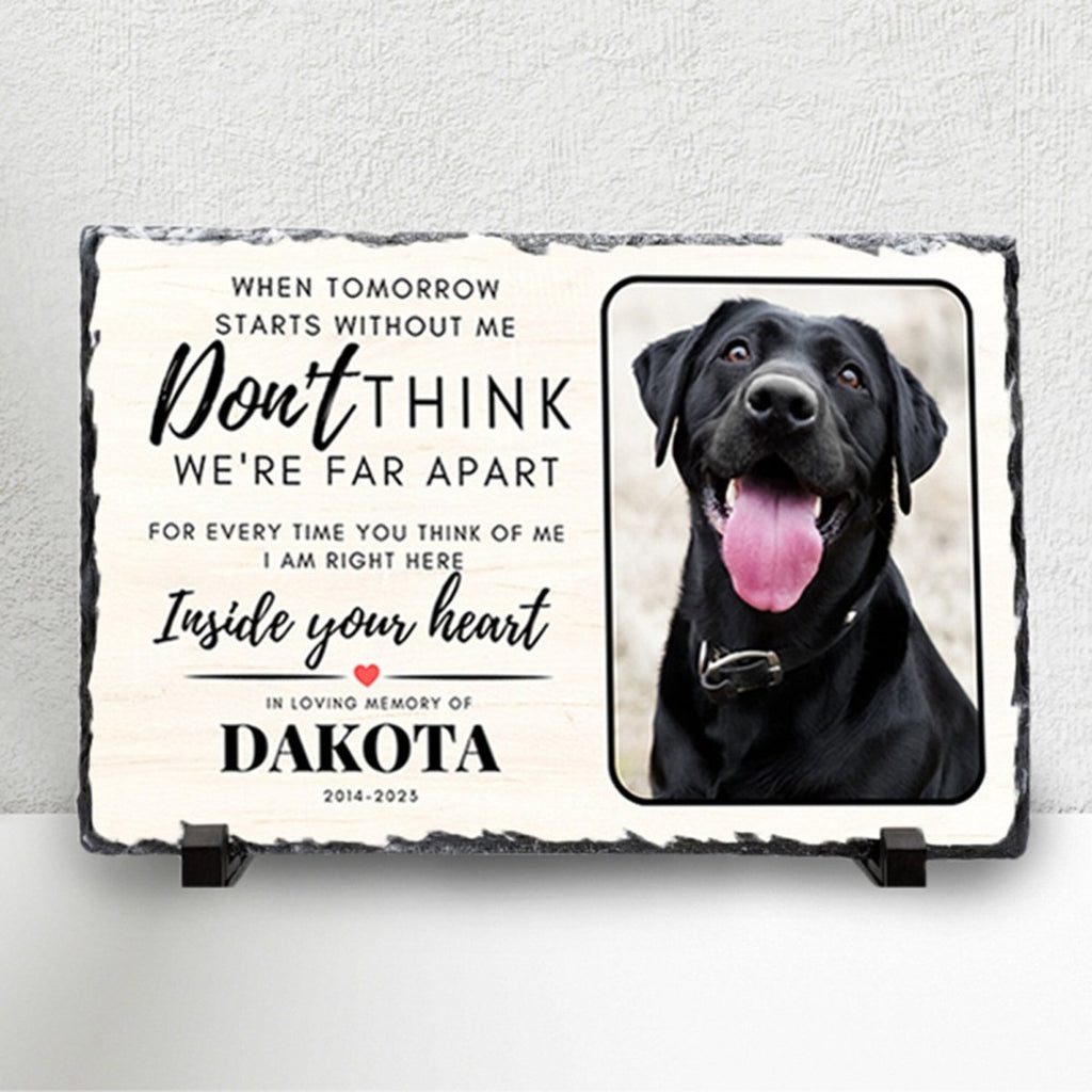 Personalised Pet Memorial Plaque – Custom Dog Photo Print on Natural Slate Rock Frame