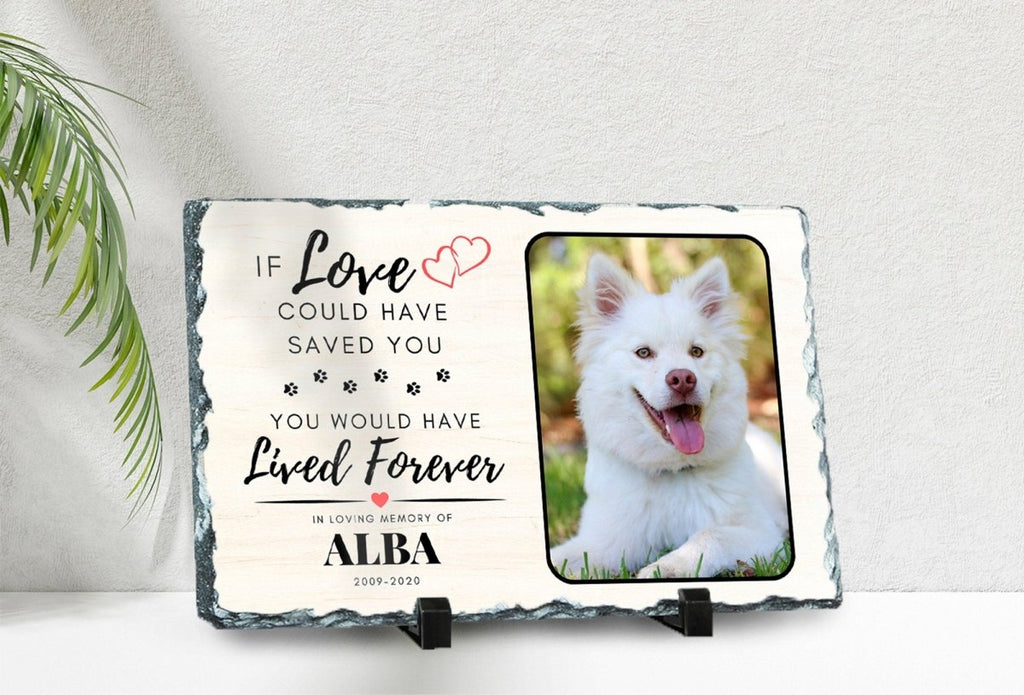 Custom Pet Memorial - Personalised Pet Plaque on Natural Slate | Dog Memorial Photo Frame