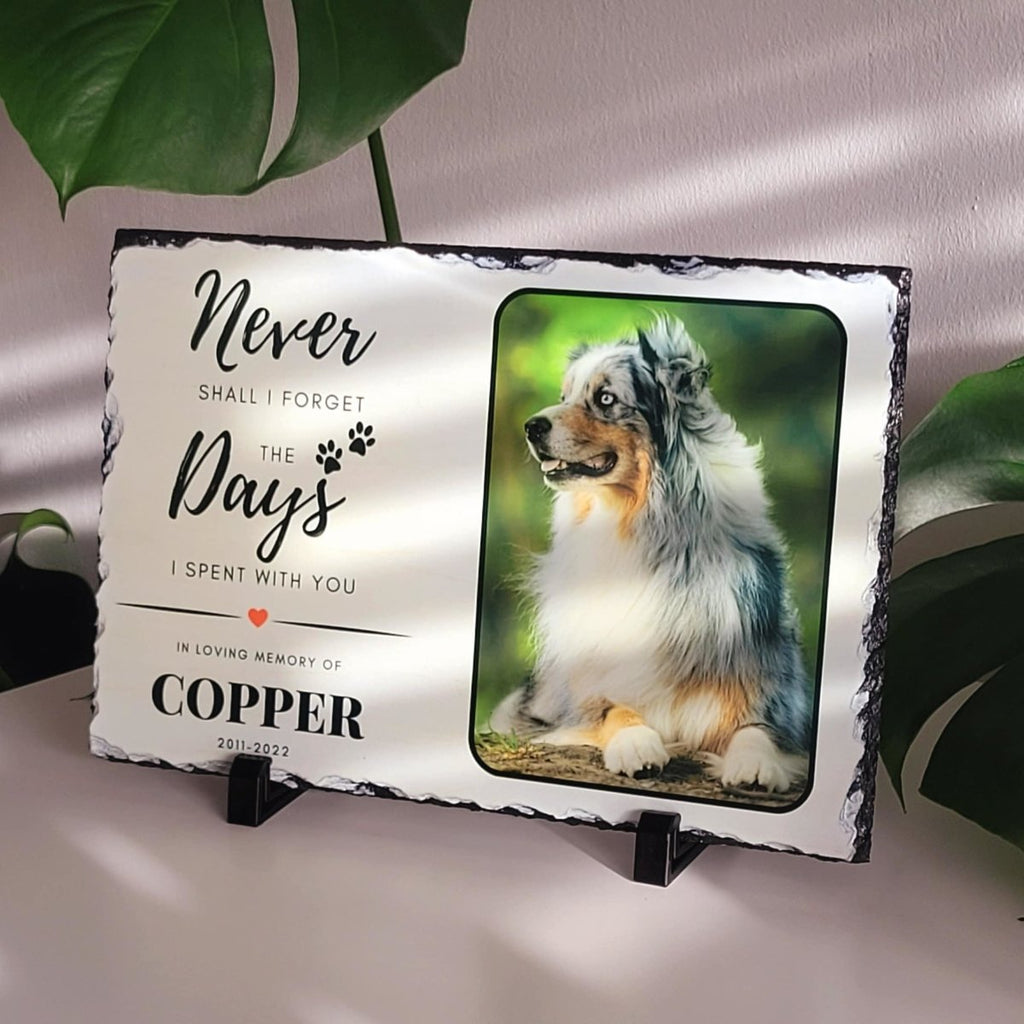 Custom Pet Memorial Slate – Personalised Pet Plaque & Dog Memorial Photo Frame