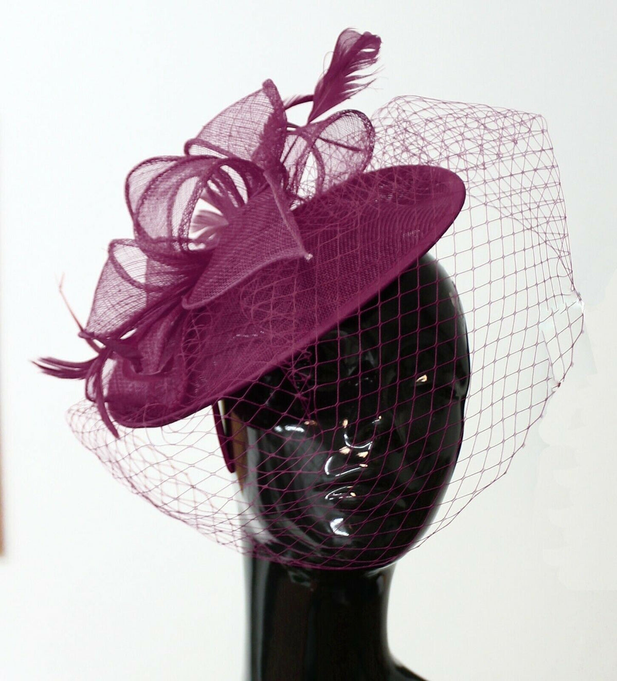 Medium Saucer Sinamay Headband Fascinator Wedding Ascot Hat Hatinator Birdcage Veil