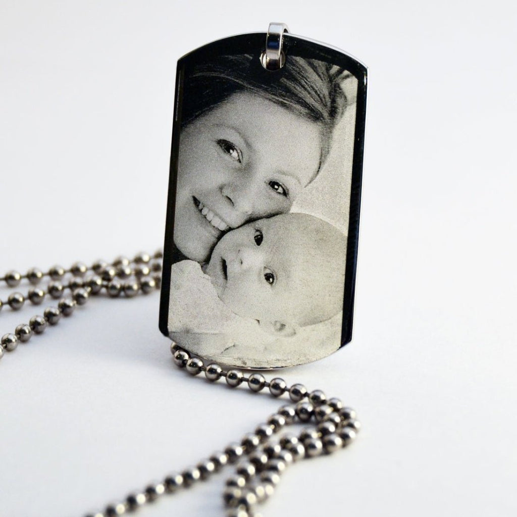 Personalised Dog Tag Necklace – Engraved Photo Pendant With Stainless Steel Ball Chain