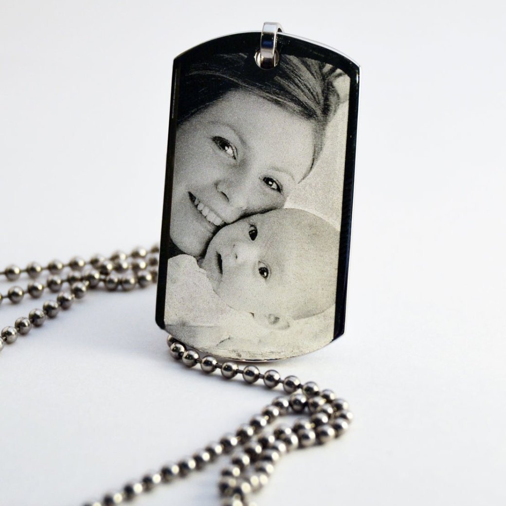 Personalised Dog Tag Necklace – Engraved Photo Pendant With Stainless Steel Ball Chain