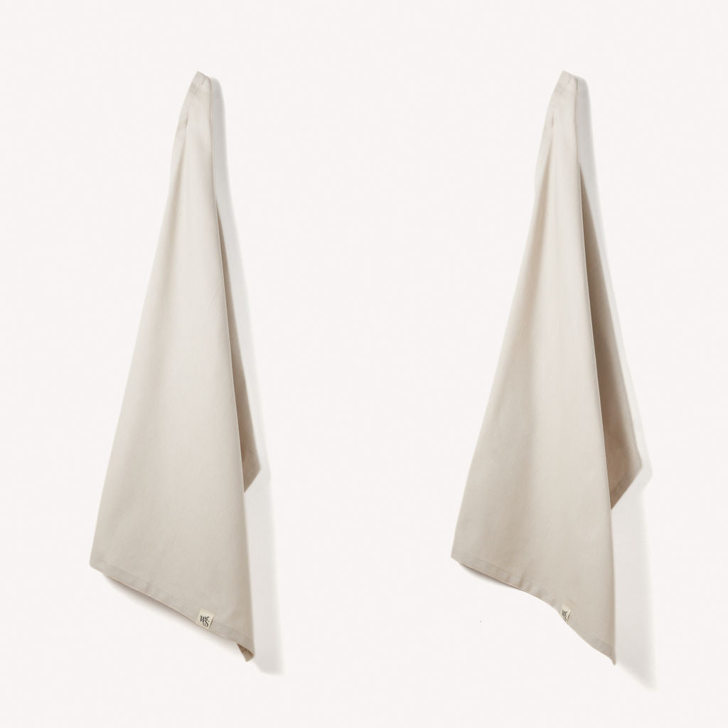 Organic Cotton Tea Towels - Herringbone Weave - Set of 2