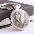 Personalised Round Photo Keyring – Double-Sided Stainless Steel Engraving