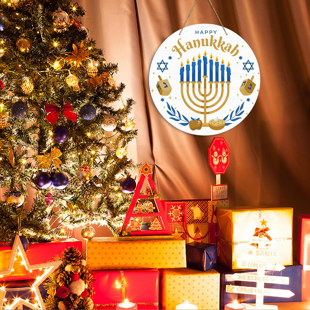 EODFFSGF Hanukkah Wall Decor – Wooden Chanukah Sign, 11.8 x 11.8 in, Home & Gift