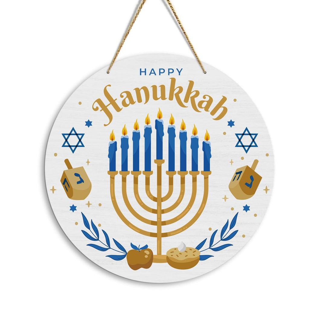 EODFFSGF Hanukkah Wall Decor – Wooden Chanukah Sign, 11.8 x 11.8 in, Home & Gift
