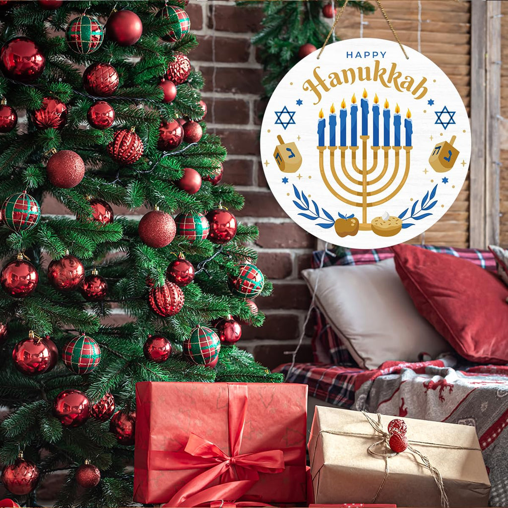EODFFSGF Hanukkah Wall Decor – Wooden Chanukah Sign, 11.8 x 11.8 in, Home & Gift