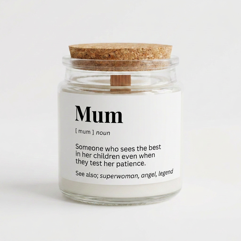 Mum Definition Candle Superwoman, Angel, Legend