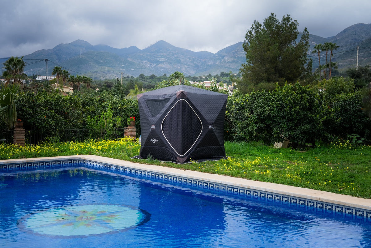 NOIR L Elite — FinSteam Premium Portable Sauna for 2-4 People (Aurora Heater)