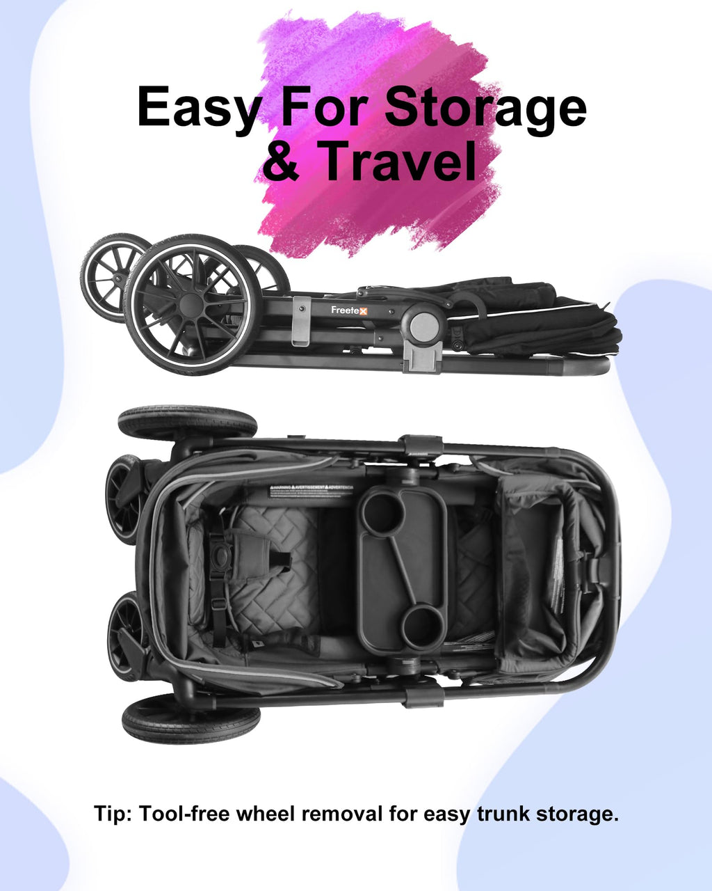 Freetex Tandem Wagon Stroller – All-Terrain 2-in-1 Push & Pull with Double Seat