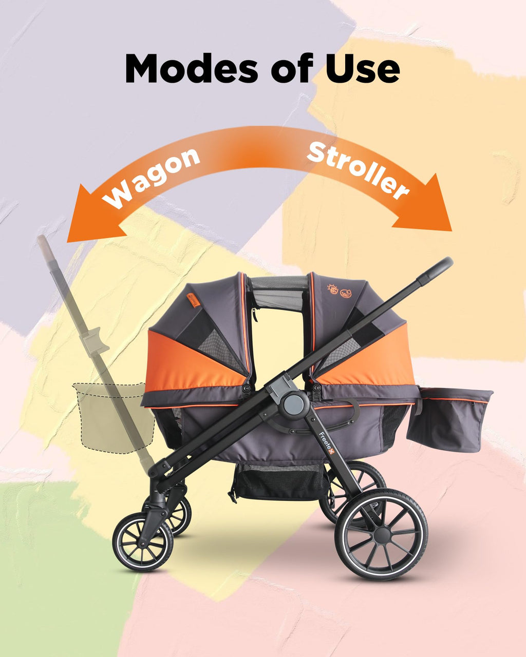 Freetex Tandem Wagon Stroller – All-Terrain 2-in-1 Push & Pull with Double Seat
