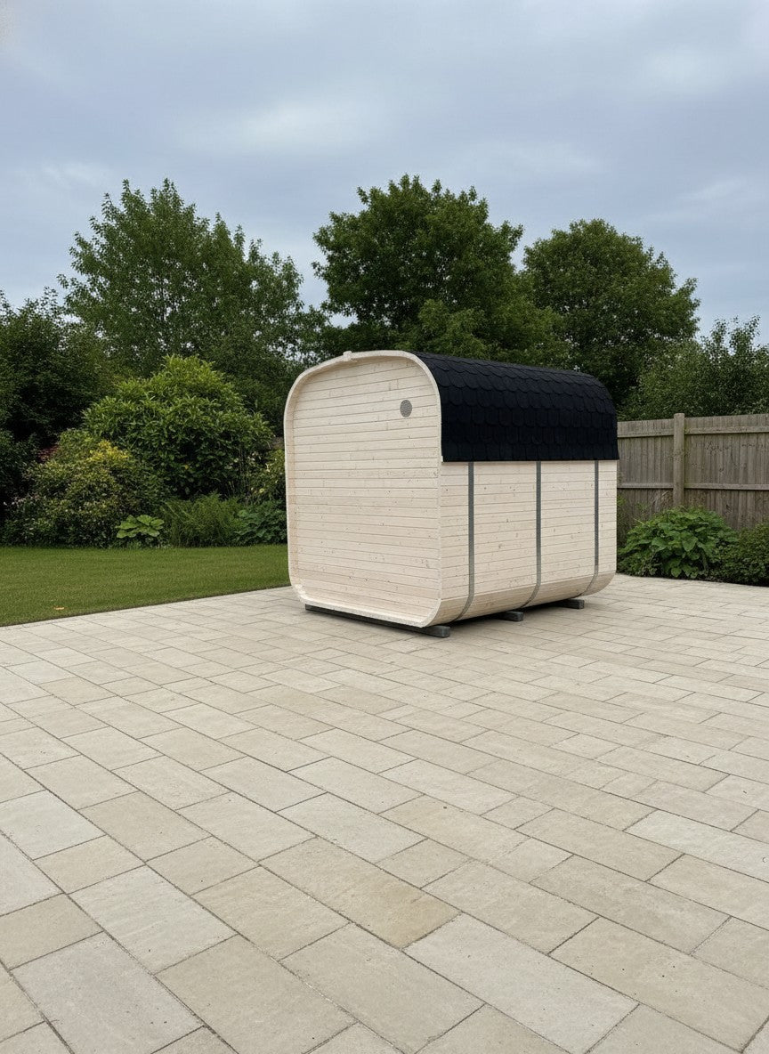 Steam & Oak Gas Cube Sauna 2.4m Double-Shelf (Electric or Wood-Fired)