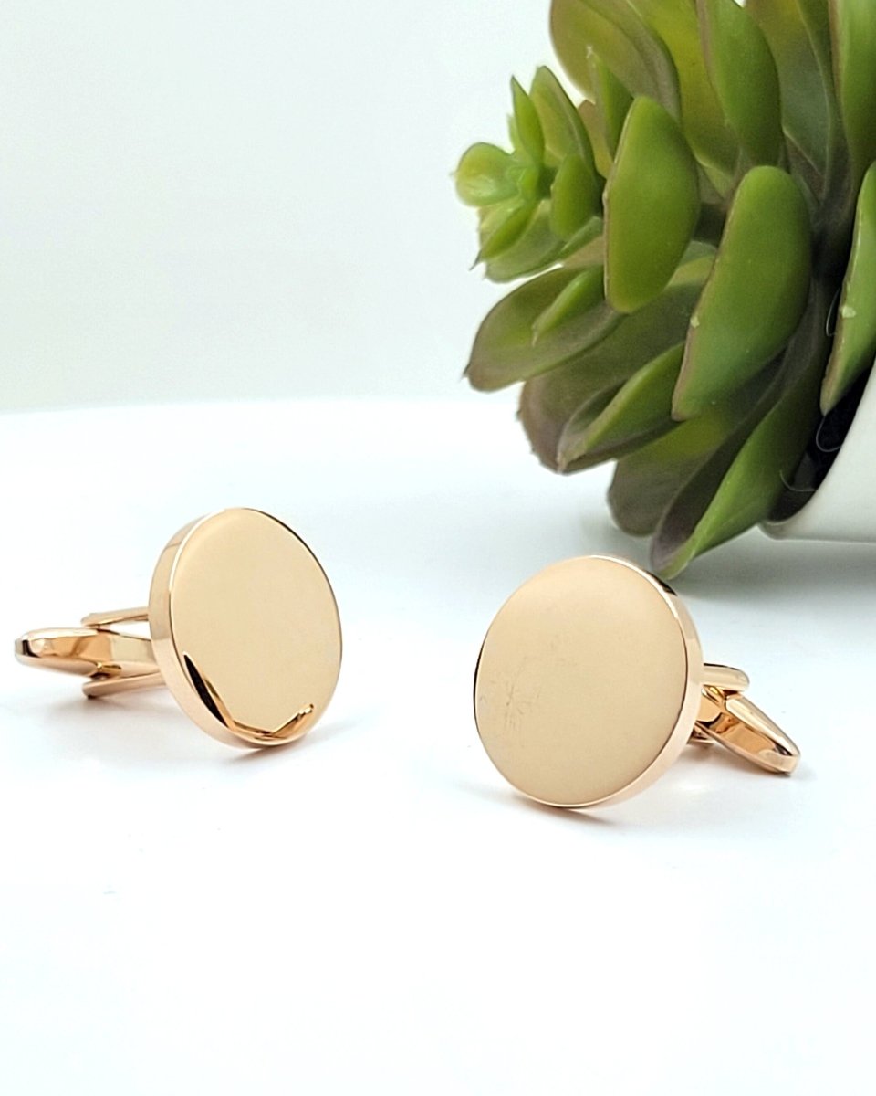 Personalised Gold Cufflinks – Photo Engraved Pair with Chrome Case