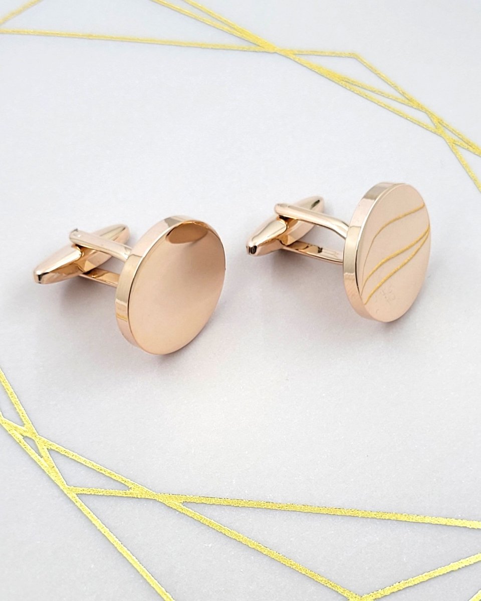 Personalised Gold Cufflinks – Photo Engraved Pair with Chrome Case