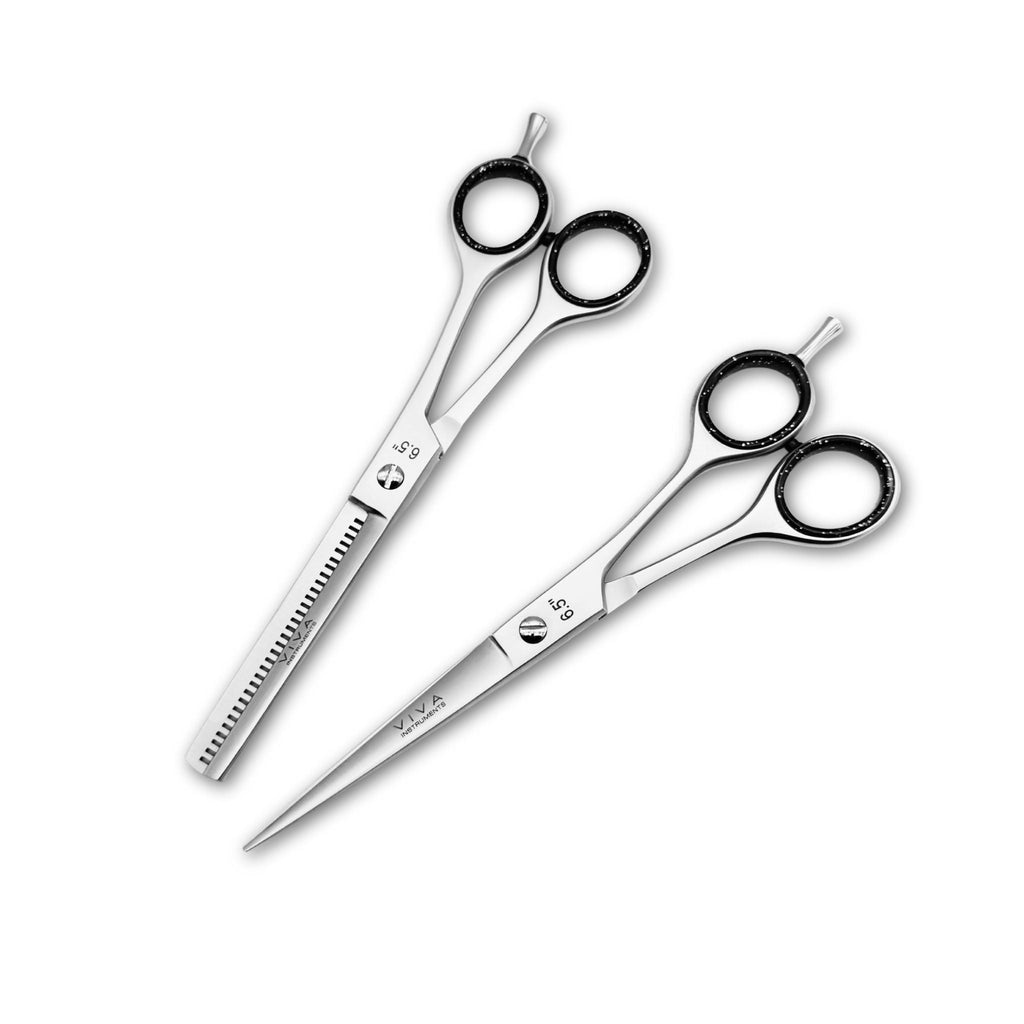 Haircut & Thinning Scissors Set - Silver 6.5 Inch