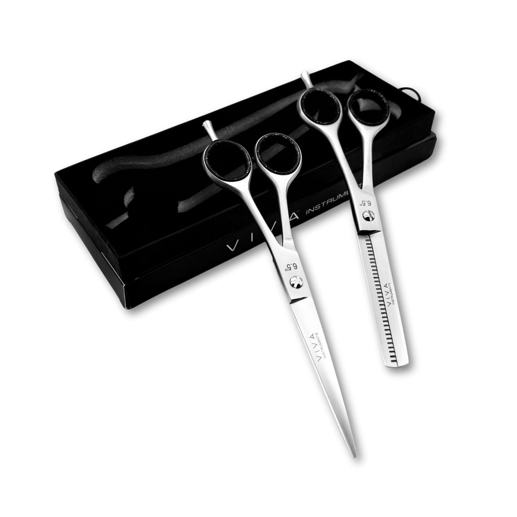 Haircut & Thinning Scissors Set - Silver 6.5 Inch