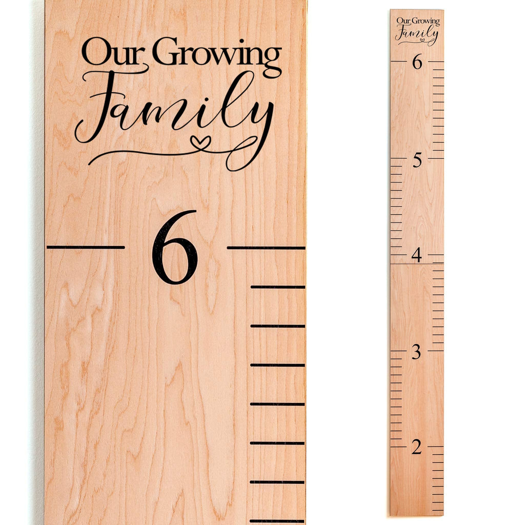 Headwaters Studio Wooden Growth Chart – Our Growing Family, Kids Height Chart (63x6.7 in)