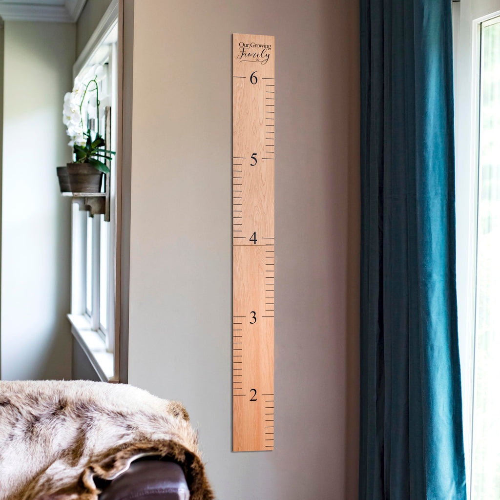 Headwaters Studio Wooden Growth Chart – Our Growing Family, Kids Height Chart (63x6.7 in)