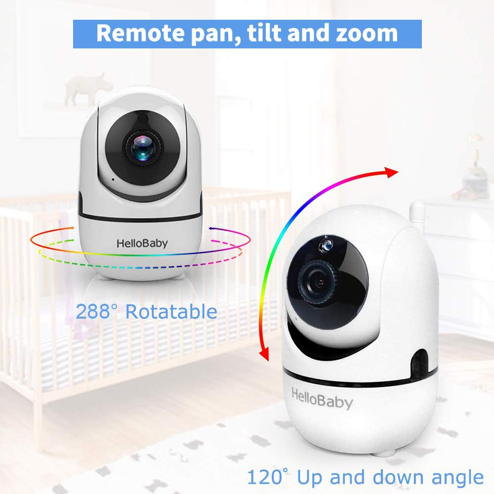 HelloBaby Video Baby Monitor with PTZ Camera — 3.2-Inch LCD, Night Vision, Temperature Display, Lullaby & Two-Way Audio