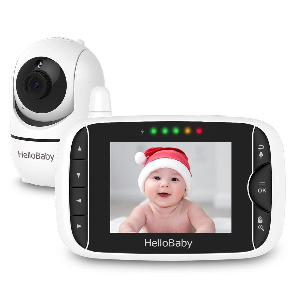 HelloBaby Video Baby Monitor with PTZ Camera — 3.2-Inch LCD, Night Vision, Temperature Display, Lullaby & Two-Way Audio