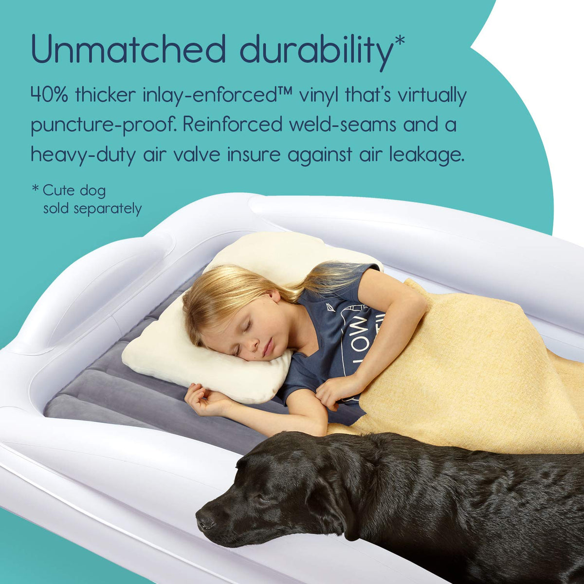 hiccapop Inflatable Toddler Travel Bed with 4-Sided Bumpers – Portable Grey