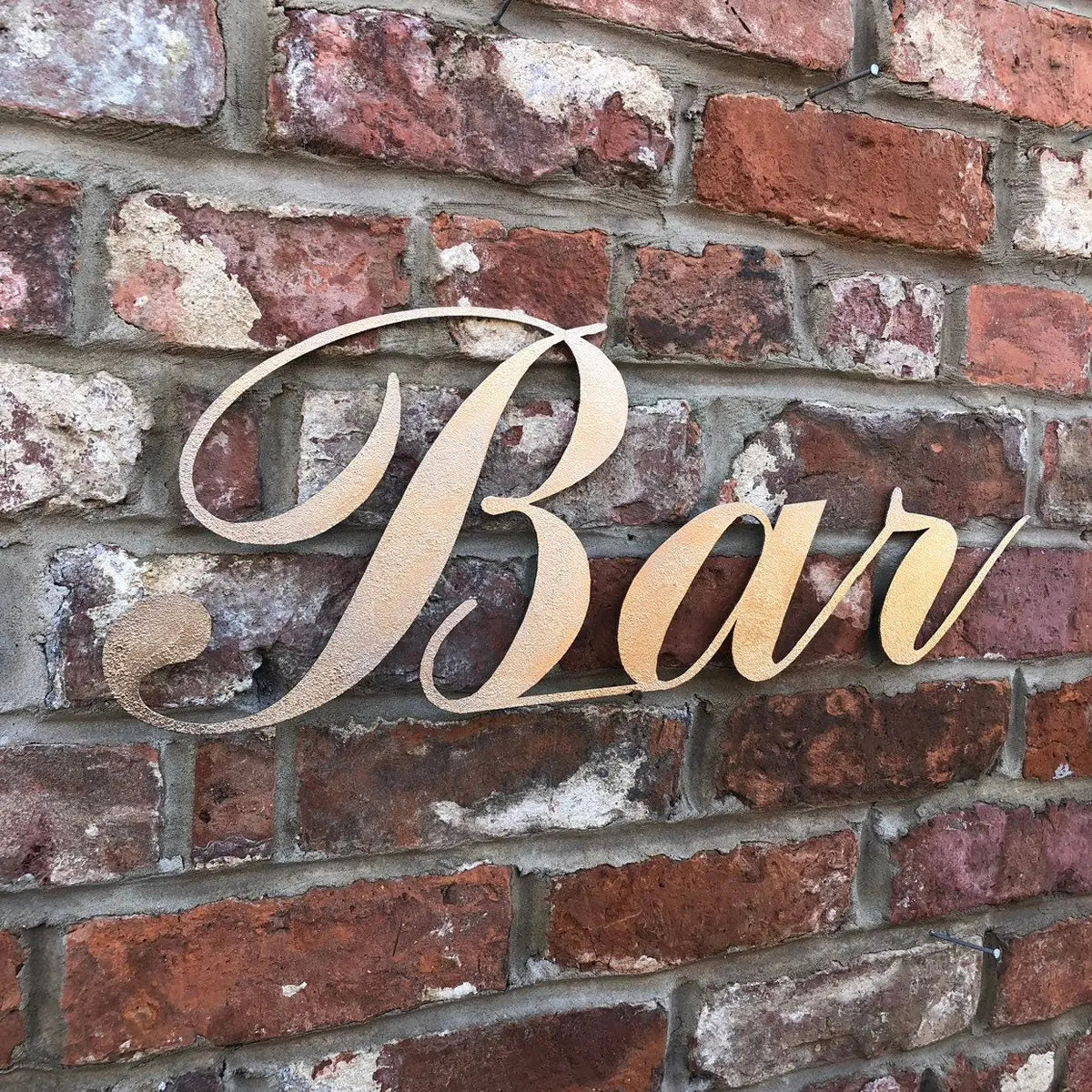 Distressed Gold Metal  Home Or Garden Bar Sign Decoration