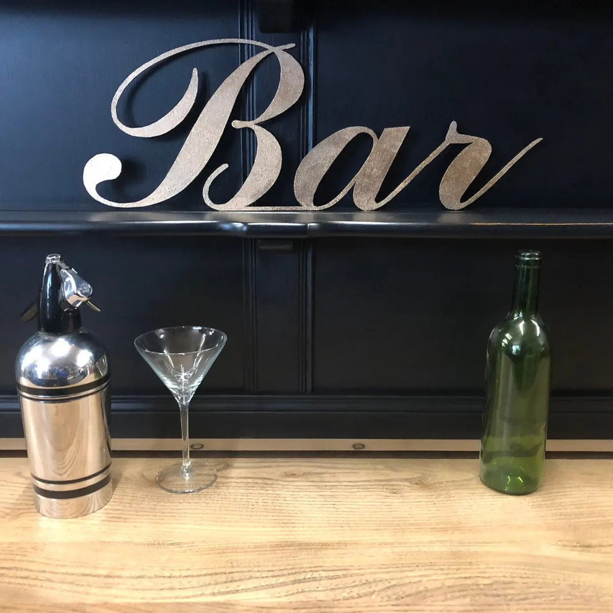 Distressed Gold Metal  Home Or Garden Bar Sign Decoration