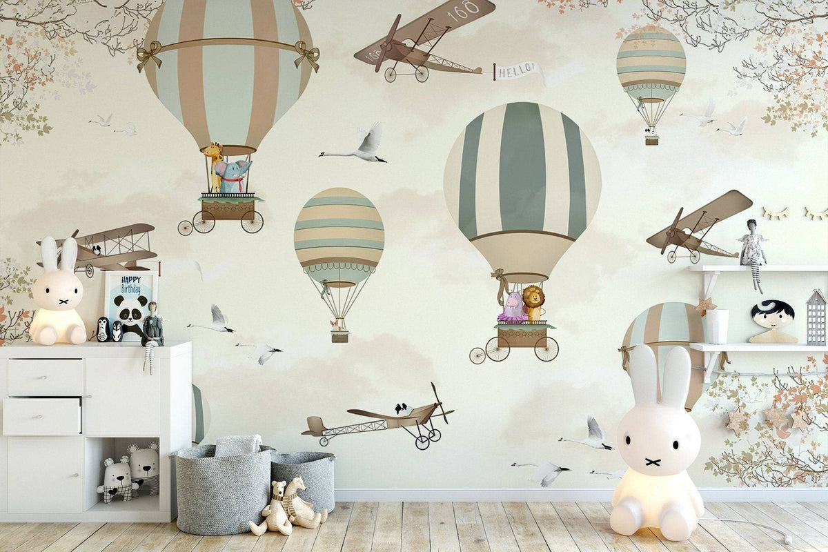 Flying Hot Air Balloons Wallpaper Peel and Stick | Wonderwallsboutique