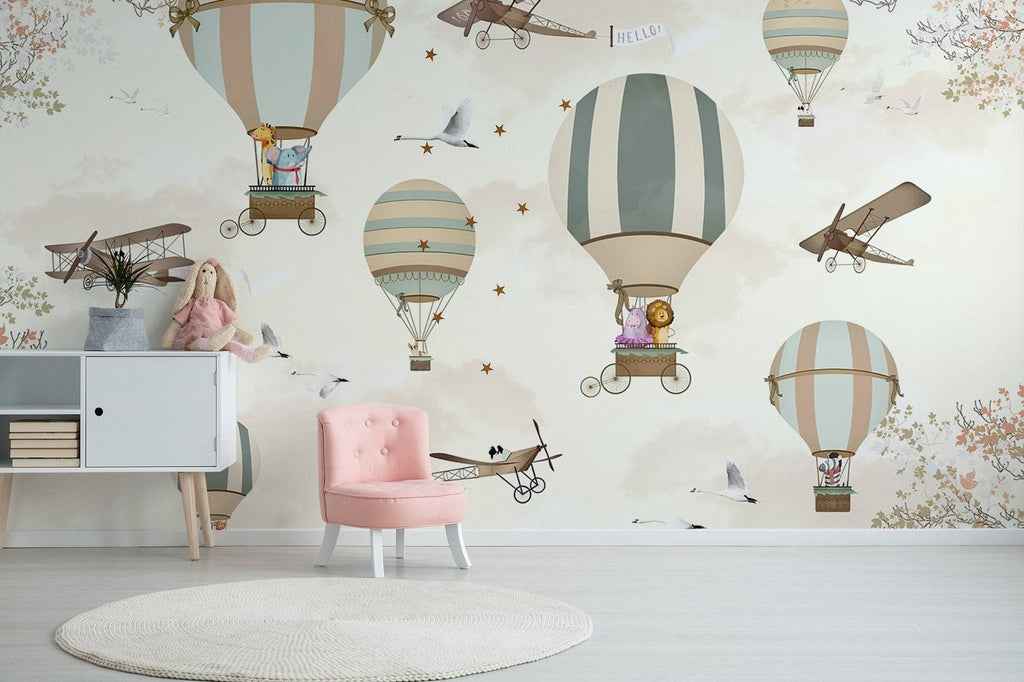 Flying Hot Air Balloons Wallpaper Peel and Stick | Wonderwallsboutique