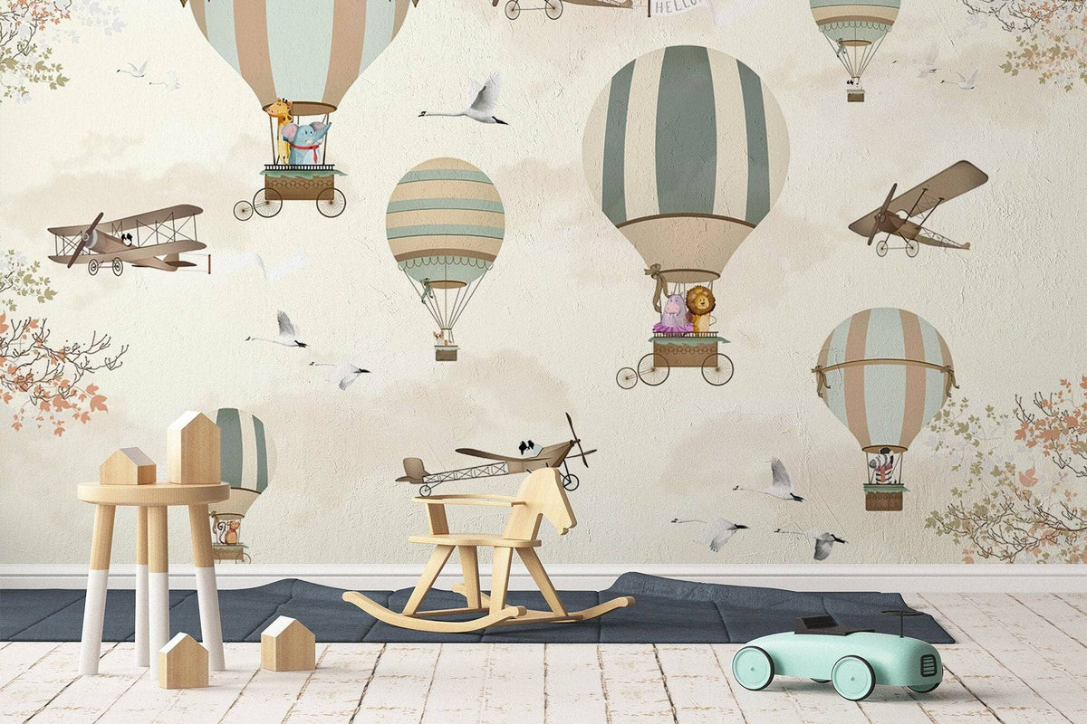Flying Hot Air Balloons Wallpaper Peel and Stick | Wonderwallsboutique