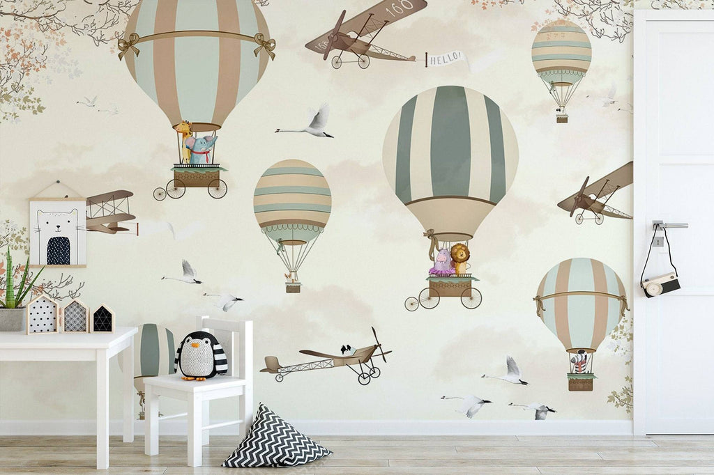 Flying Hot Air Balloons Wallpaper Peel and Stick | Wonderwallsboutique