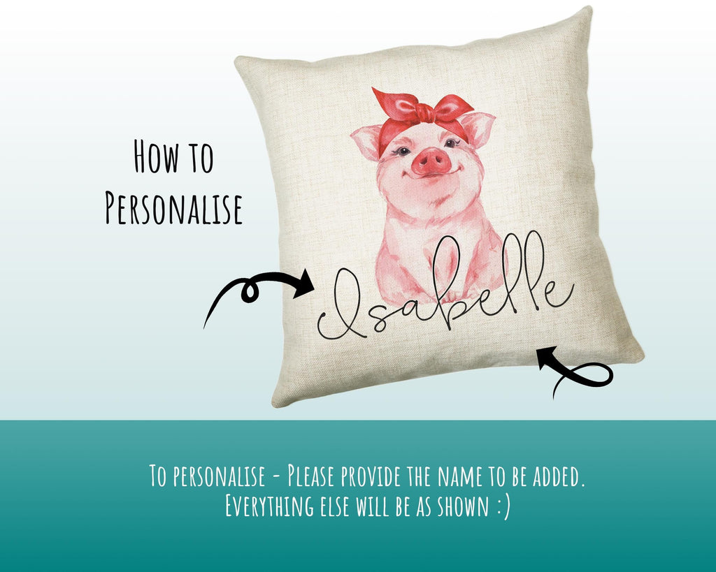 Personalised Piglet Pig Cushion Gift Printed Name Design - Cushion Throw Pillow Gift For Mum Friend Bedroom Birthday Christmas Gift CS067