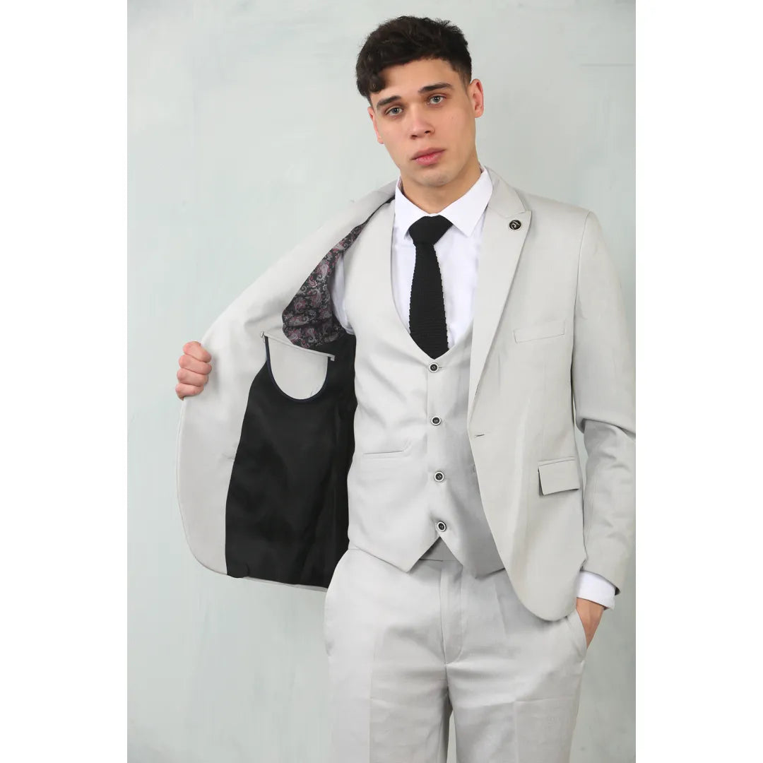IM200 - Men's Light Grey Tailored Fit Wedding 3 Piece Suit