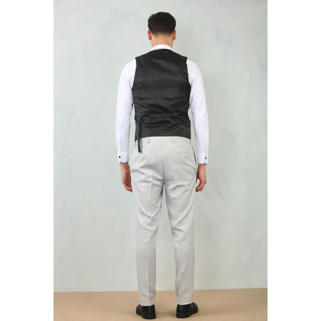 IM200 - Men's Light Grey Tailored Fit Wedding 3 Piece Suit