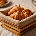 Handcrafted Olive Wood Bread Basket with Removable Fabric Liner | Rustic Tray