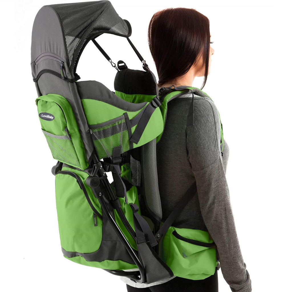 Luvdbaby Hiking Baby Carrier Backpack — Comfortable Toddler Carrier with Diaper Change Pad, Insulated Pocket & Hood