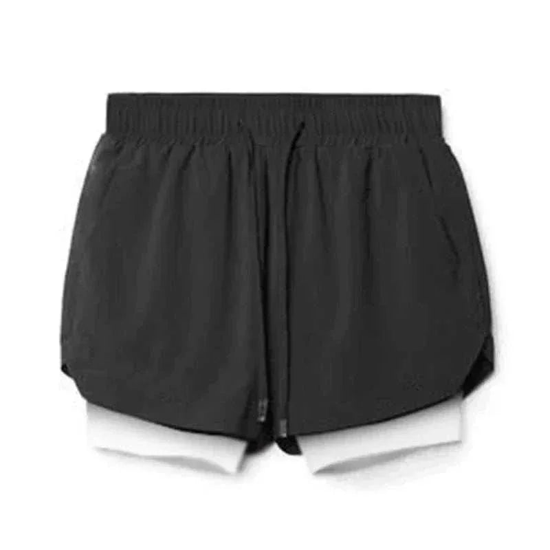 Men 2 in 1 Fitness Gym Shorts With Towel Loop Breathable Shorts